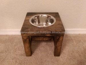 Falak World Export Cuenco de comida para gatos y perros de acero inoxidable Soporte Técnica pulida Cuenco de madera elevado para mascotas de FWE - Product Image 4