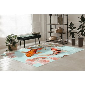 Alfombra con Estampado de Peces Koi, Alfombra Japonesa Moderna, Decoración de Pared para Oficina con Diseño de Animales, Alfombra Suave No Tejida - Product Image 5