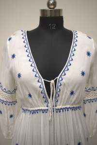 Bohemia Vintage <b>Casual</b> <b>Dress</b> Adults Spring Summer <b>Maxi</b> Straight Backless Natural Waistline Solid Embroidery Lace Tassel - Product Image 3