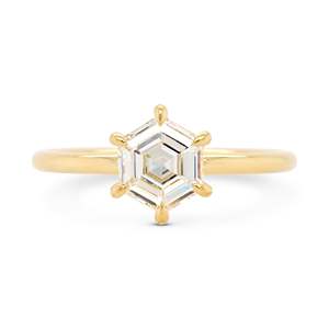 Hexagon Lab Diamant Solitaire Bague Lab Grown Diamant Bague En Or Jaune HPHT 1.35 Ct Hexagone Forme Diamant Bague De Proposition De Mariage - Product Image 2
