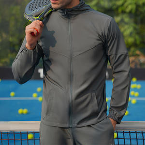 Chándal de manga larga de tamaño regular con cremallera, estilo de alta calidad, hecho de algodón de secado rápido de Color Simple para hombre - Product Image 6