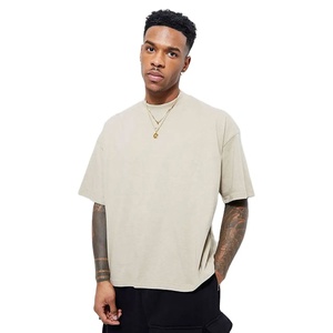 Longline OEM Streetwear Clothes <b>Down</b> Shoulder Men's Wear T-Shirt Fashionable Plain Blank Oversize Baggy Breathable Plus Size - Product Image 1