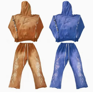 Pantalones de chándal de algodón ecológico ligeros, con apliques personalizados, bordados desgastados, lavado ácido, cálidos para invierno - Product Image 2