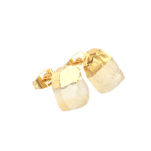 ต่างหูหินซิทรินธรรมชาติแบบไม่เรียบชุบทอง,ต่างหูเม็ดเดี่ยวแบบผลักกลับใช้ไฟฟ้าเหมาะสำหรับเป็นของขวัญให้กับเธอ - Product Image 1