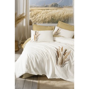 Alvora Mustard Cotton Box Brode Series Double Duvet Cover Set with Plant Pattern 4-Piece 200x220cm Machine Washable for Home Use - Product Image 1
