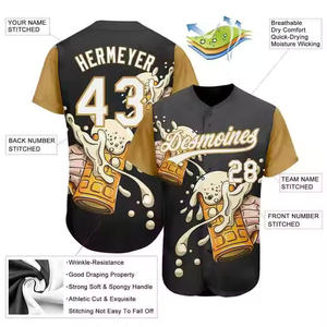 Conjunto de Jersey de béisbol de poliéster 100% de alta calidad, diseño de sublimación de moda personalizable, ropa de softbol transpirable con botón completo - Product Image 3