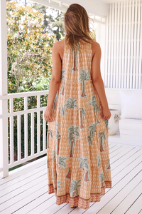 ฤดูร้อนขายชุดลําลองMaxiสวิงสไตล์Rufflesนุ่มBoho Fit Flare Silhouetteดอกไม้วันหยุดทะเลชุดผู้หญิง - Product Image 6