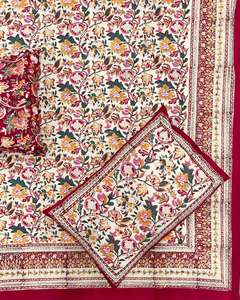 Drap de lit 100% coton avec taies d'oreiller bloc à la main imprimé coton doux fabriqué à la main drap de lit artisanal avec motif de bordure - Product Image 2