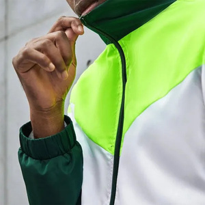 Conjunto corto de 2 piezas de alta calidad para hombre 2025, chaqueta cortavientos de bloque de Color con cremallera de nailon estampado para ropa de verano de talla grande - Product Image 5