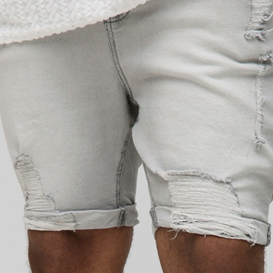 Shorts en jean skinny déchirés pour hommes, décontractés, confortables, respirants, coupe classique et décontractée, fermeture à boutons, décontractés - Product Image 3