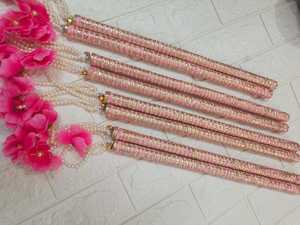 Nouveau Design Perle Avec Fleur Rose Dandiya Bâtons Mariée Et Marié Dandiya Paire Gland Dandiya Bâton pour Faveur Article - Product Image 5