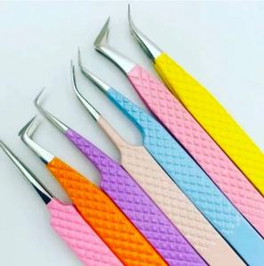 Pinzas para Extensiones de Pestañas de Marca Privada, Pinzas de Acero Inoxidable de Colores Sólidos para Extensiones de Pestañas con Logotipo - Product Image 1