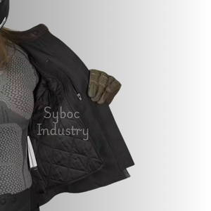 แจ็กเก็ตแข่งรถมอเตอร์ไซค์หนังสำหรับผู้หญิงสไตล์การขับขี่ใหม่พร้อมอุปกรณ์ป้องกันร่างกายที่ถอดออกได้สำหรับแจ็คเก็ตไบค์เกอร์ - Product Image 3