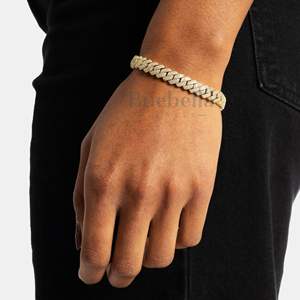 8MM 18K chapado en oro plata esterlina 925 VVS Moissanite corte brillante Iced Cuban Link pulsera mujeres joyería fina de Hip Hop - Product Image 1