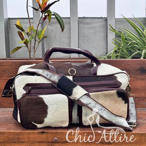 Bolso bandolera de cuero de vaca con pelo auténtico 100%, maletín para ordenador portátil, bolso de trabajo con documentos ocultos, bolsos de hombro para mujer - Product Image 1