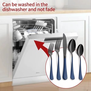 Couverts modernes avec poignée bleue et finition noire pour des repas familiaux élégants, des rassemblements, des fêtes et des réceptions, vente en gros en provenance d'Inde - Product Image 4