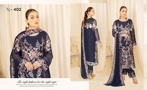 ชุดซาลวาร์ Kameez ของผู้หญิงระดับไฮเอนด์ชุดปาร์ตี้ของผู้หญิงผ้าชีฟองระบายอากาศสบายปักตรงสไตล์สุภาพร้อนแรง - Product Image 3