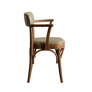 Fauteuil de salle à manger moderne avec dossier incurvé | Chaise en bois faite à la main | Chaise de salle à manger scandinave pour la maison, le café, le restaurant - Product Image 3