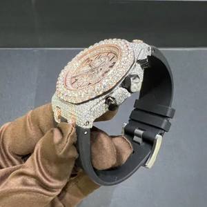 Lced Out VVS Moissanite <b>Watches</b> Diamond Automatic Movement Luxury Handmade Fully Ice Out Diamond Hip Hop <b>Watches</b> - Product Image 4