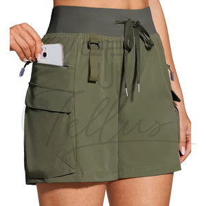 Vêtements de sport, short de sport pour femme, taille haute, coupe ample, uni, coupe-vent, respirant, séchage rapide, fermeture à cordon, vente en gros - Product Image 2