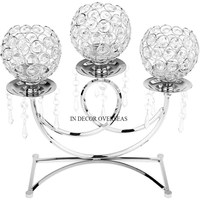 Magnifique Look Roi Couronne Designer Métal Plaqué Or Et Cristal Perlé Unique Élégant Table De Mariage Centre De Table Bougeoir