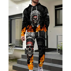 Ensemble de 2 pièces de vêtements de sport d'entraînement Survêtement à manches longues pour hommes, survêtements confortables en coton de coupe régulière avec logo personnalisé et sublimation - Product Image 2