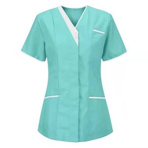 Profesional nueva mezcla de algodón y poliéster de manga corta para mujer cuello en Y Scrub Hospital médico traje de enfermería uniformes OEM - Product Image 4