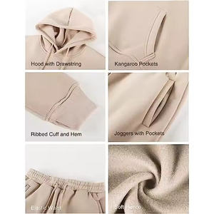 Ensemble de survêtement à capuche pour homme, collection hiver, avec logo personnalisé, sweat-shirt thermique à col rond, logo brodé, couleur unie, respirant - Product Image 6