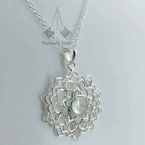 Handmade Crown Chakra Crystal Pendant Sterling <b>Silver</b> <b>Necklace</b> Spiritual Meditation Yoga Healing Jewelry Exclusive for Crystal - Product Image 5