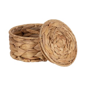 Boîte à bijoux ronde avec couvercle en jacinthe d'eau, matériau naturel, écologique, décoration naturelle pour la maison et la maison, vente en gros du Vietnam - Product Image 2