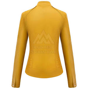 Meilleures ventes de veste en cuir mince pour femmes pour l'hiver Design personnalisé avec traitement tricoté respirant - Product Image 2