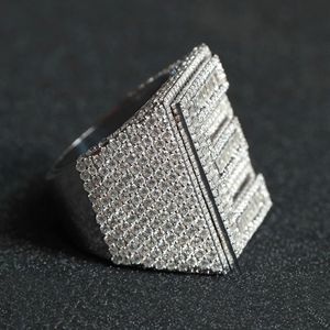 Hip hop diamond <b>ring</b> <b>crafted</b> in 14 kt white gold custom letter <b>ring</b> with vvs clarity diamonds - Product Image 6