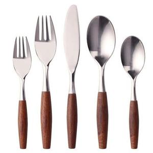 Luxury Stainless Steel Cutlery <b>Set</b> with <b>Wooden</b> Handle Modern Flatware Dining Tableware for <b>Kitchen</b> Use - Product Image 1