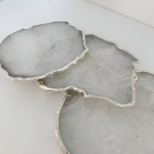 Posavasos de piedra de ágata más vendidos hechos a mano decoración de lujo Multicolor borde plateado garantizado precio bajo Decoración de mesa artesanías naturales - Product Image 6