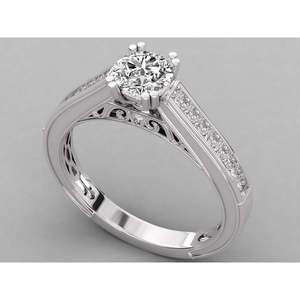 Bague pour femme en or 18 carats avec diamant solitaire rond de laboratoire, bagues en diamant brillant - Product Image 2