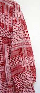 Été Boho Bleu Imprimé Floral Lavable Casual Midi Dress Set Coton Sexy Deep V-Neck Knee-Length Natural Button Puff Printing - Product Image 5