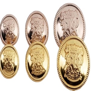 Botón de latón para ropa uniformes alta calidad redondo oro blanco 24Mm 2 agujeros ropa Botón de latón para ceremonial - Product Image 1
