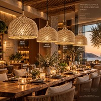 Luminaire suspendu en rotin tressé pour restaurants, salles à manger et projets hôteliers
