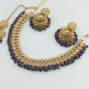 <b>Indian</b> Traditional and Fashionable Gold Plated & Round Choker Necklace <b>Set</b> With Jumkha Earring & Maagtika Necklace <b>Set</b> for Women - Product Image 1
