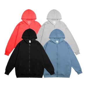 เสื้อฮู้ดผ้าคอตตอนใส่ได้ทั้งชายและหญิงเสื้อฮู้ดแบบสวมหัวมีซิปรูดพาดไหล่สำหรับผู้ชายโอเวอร์ไซส์ - Product Image 1