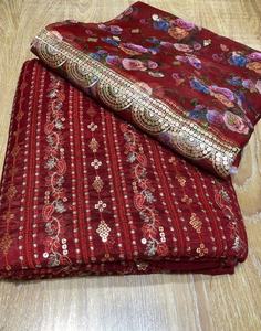 Vestido de trabajo de secuencia pesada Salwar Kameez de gasa bordada India paquistaní de verano 2022 para ocasiones especiales - Product Image 4