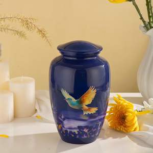 Urna de cremación azul para cenizas humanas Urna para adultos para hombres o mujeres de hasta 200Lbs Urna de entierro conmemorativo adecuada para funeral o exhibición - Product Image 1