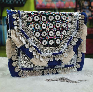 Handcrafted Antique Boho Sling <b>Bag</b> With Indian <b>Patchwork</b> and Secure Zipper for Luxury Card Wallets Makeup Storage Daily Commute - Product Image 1