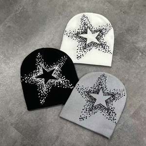 Custom Rhinestone Personalized Unisex Spandex/Cotton <b>Beanie</b> <b>Skull</b> Cap Custom Logo High Quality Jacquard Knit Winter Hat-Trendy - Product Image 6