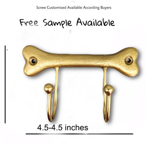 Laiton chien os mur fonte manteau et chapeau crochets cintre laiton Antique et porte-clés cintre - Product Image 2