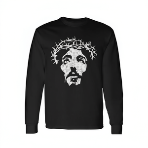 Camiseta Promocional Cristiana Devota de Manga Larga con Retrato Abstracto de Jesucristo - Product Image 2