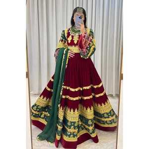 2025 New Arrivals Fashionable Handmade <b>Appliques</b> Afghan Kuchi Dress Ladies Long Sleeves Party Wear Maxi Style Floor Length Women - Product Image 2
