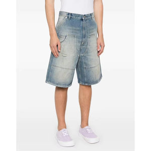 Custom Baggy Fit Short Mens Doble Rodilla Carpintero Estilo Algodón Moda Street Wear Hip Hop Casual Wash Denim Jean Shorts Tendencia - Product Image 3