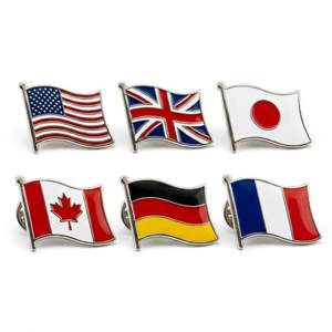 Drapeau croisé US-CA personnalisé en laiton argenté, sérigraphié, pour badges – Vente en gros - Product Image 5