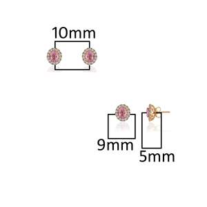 Boucles d'oreilles clous classiques pour femme en or plaqué 14 carats avec saphir rose taille poire et diamants - Product Image 4